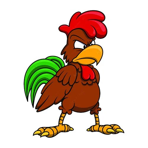 Цветной вариант раскраски злой петух