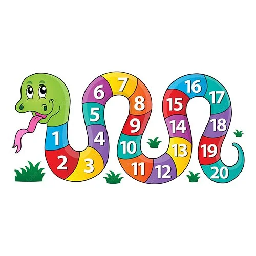 Цветной вариант раскраски змея с цифрами