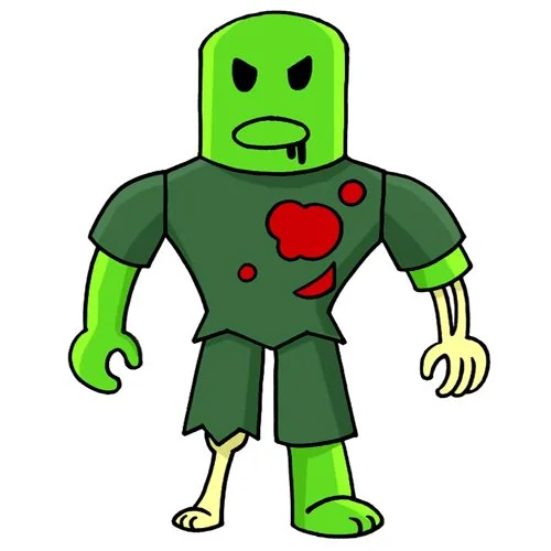 Цветной вариант раскраски зомби персонаж