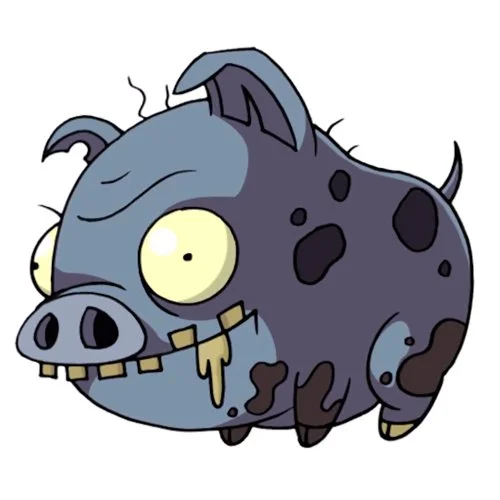 Цветной вариант раскраски зомби свинья