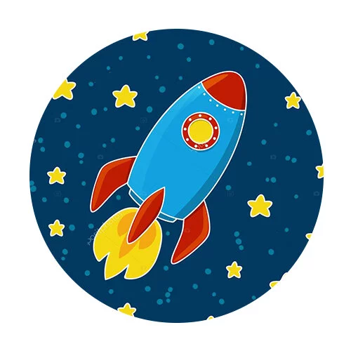 Цветной вариант раскраски звезды и ракета