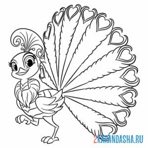 Раскраска павлин пернатый