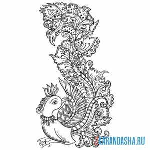 Раскраска хвост павлина узоры