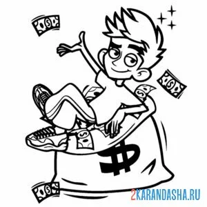 Раскраска влад а4 деньги