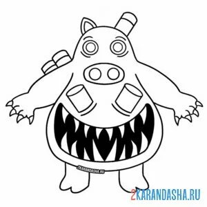 Раскраска зараженный шеф -повар пигстер банбан