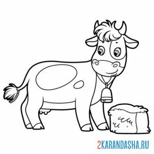 Распечатать раскраску красивая корова на А4