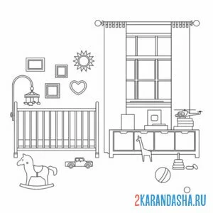 Раскраска мебель в детской