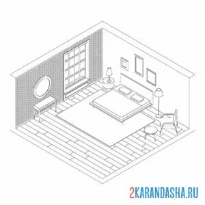 Раскраска мебель спальня