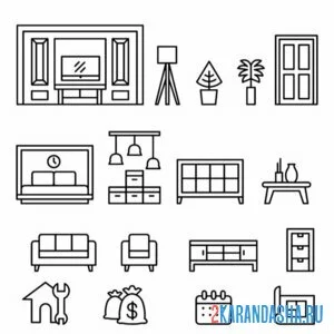 Раскраска мебель для дома