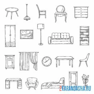 Раскраска вырезать мебель