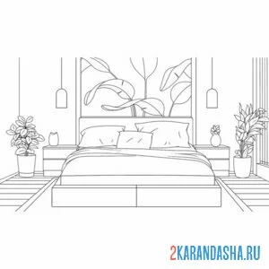 Раскраска в спальне мебель