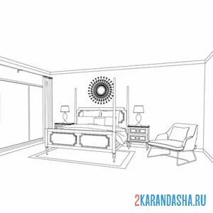 Раскраска мебель из спальни