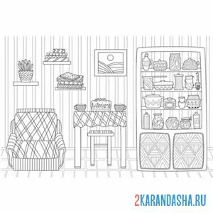 Раскраска мебель из гостиной