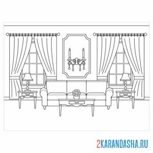 Раскраска мебель гостиная комната