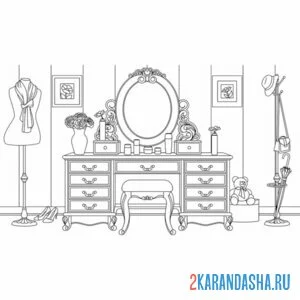 Раскраска столик для макияжа мебель