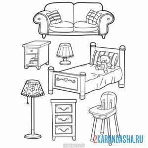 Раскраска мебель для девочки