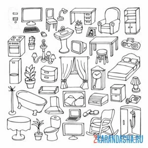 Раскраска мебель и атрибутика