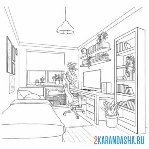 Раскраска современная детская комната