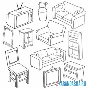 Раскраска мебель для создания комнтаы