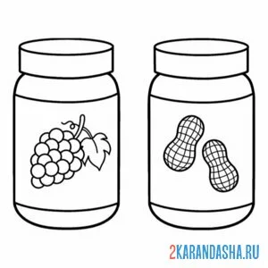 Раскраска посуда банки с джемом
