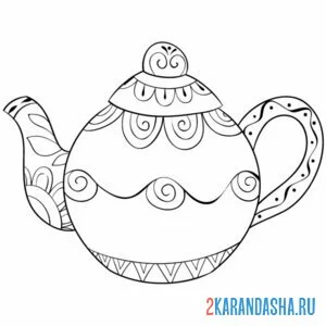 Раскраска заварочный чайник антистресс посуда