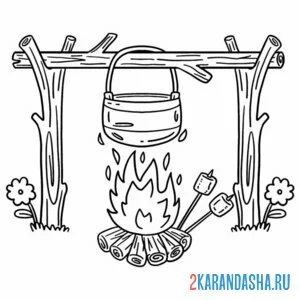 Раскраска туристическая посуда уха