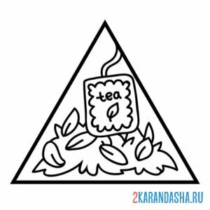 Раскраска пакетик чая еда