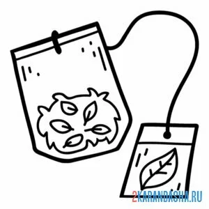 Раскраска чайный пакетик еда