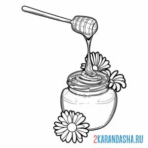 Раскраска банка с медом посуда