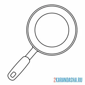 Раскраска одна сковородка посуда
