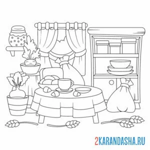 Раскраска посуда для еды на кухне