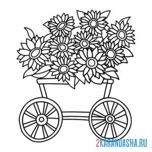 Раскраска подсолнух в телеге