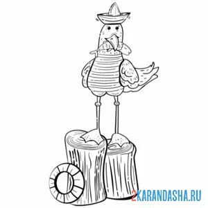 Раскраска чайка моряк