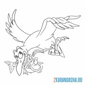 Раскраска чайка поймала лягушу