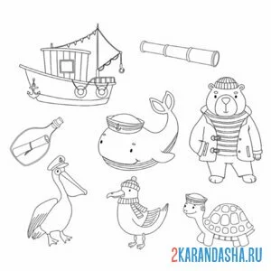 Раскраска морская тематика чайка