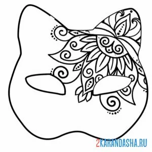 Раскраска маска квадробики узорчатая