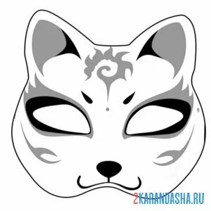 Раскраска маска кошки квадробики