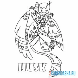 Раскраска отель хазбин хаск