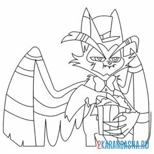 Раскраска отель хазбин кот