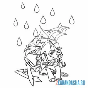 Раскраска отель хазбин дождь