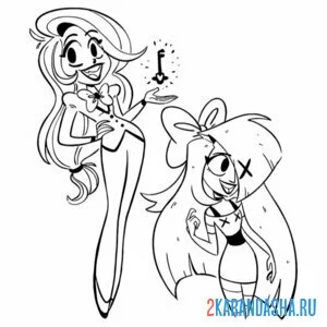 Раскраска отель хазбин девчонки