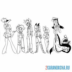 Раскраска персонажи отель хазбин