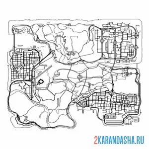 Раскраска гта (gta) карта