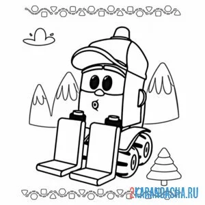 Раскраска погрузчик грузик в горах