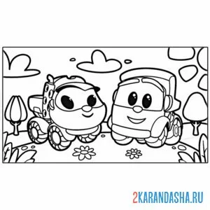 Раскраска лева грузовичок и девочка-грузовичок лея