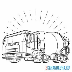 Раскраска бетономешалка огромная