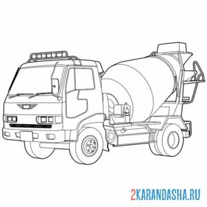 Раскраска бетономешалка большой грузовик