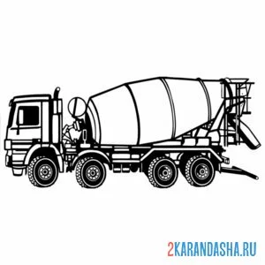 Раскраска бетономешалка много колес