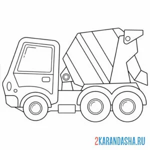 Раскраска бетономешалка простая