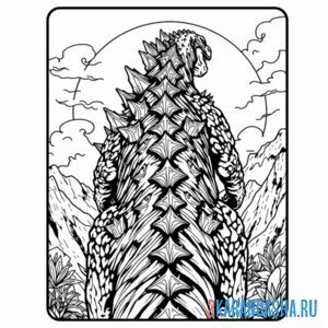 Раскраска годзилла спина
